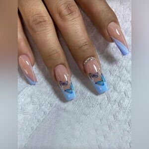 Blue Butterfly Nail Art